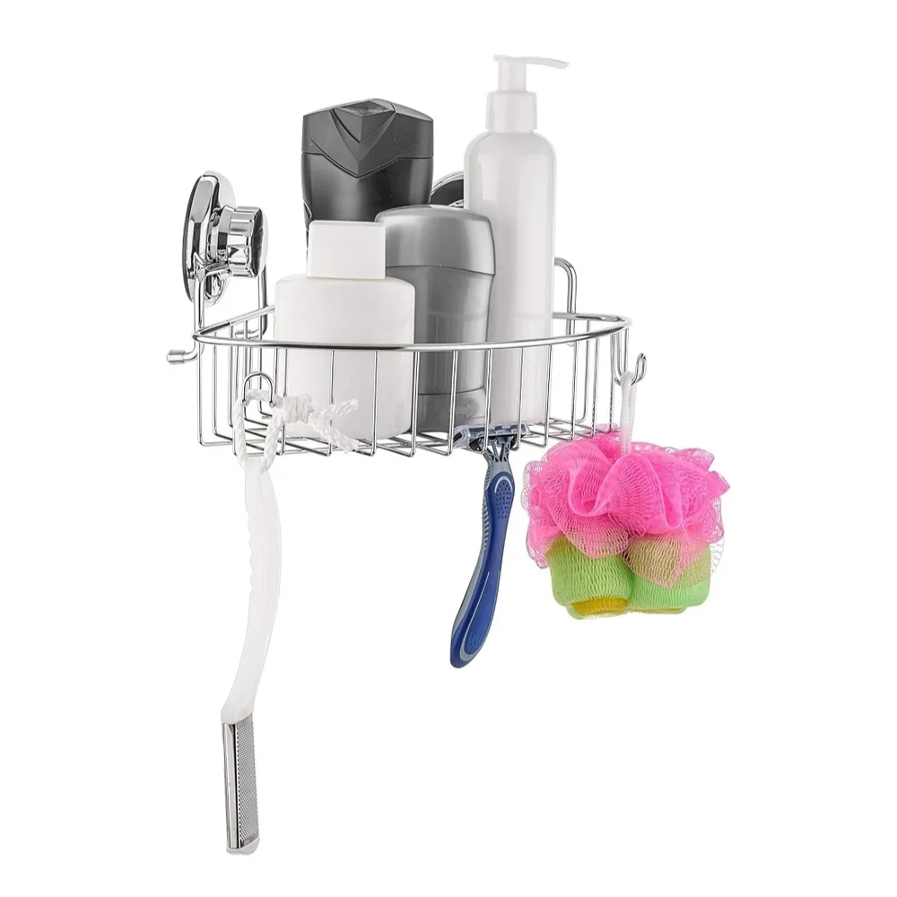 Corner Shower Caddy with Suction Cups and 3M Adhesive Mounting Discs NEW In Box